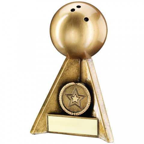 Brz/Pew/Gold Ten Pin Bowling 3 Star Wreath Award Trophy 3 sizes free engraving & 